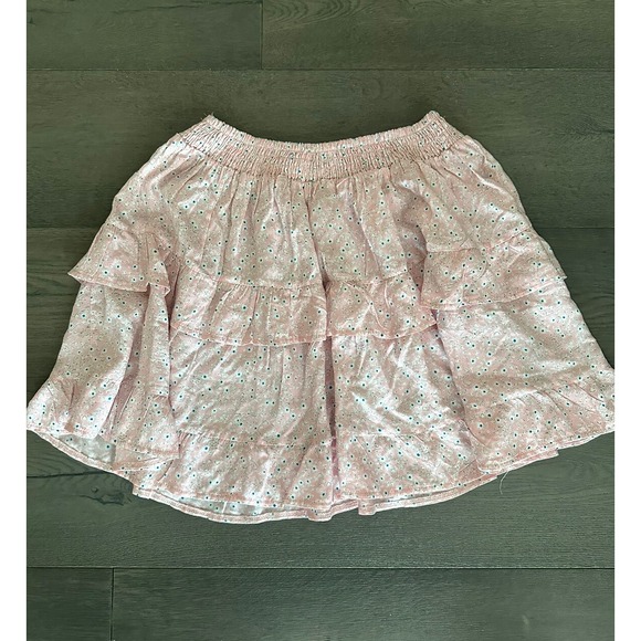 Princess Polly Mini Skirt Crop Top Matching Set Women 8 Pink White Floral Ruffle - Picture 8 of 12